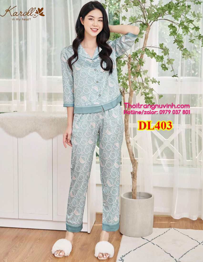 Bộ lụa pijama thu đông - DL403
