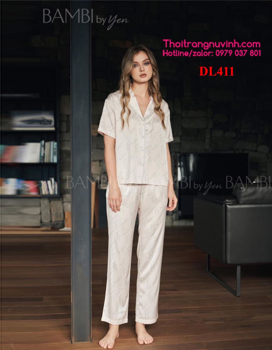 Bộ lụa pijama thu đông - DL411
