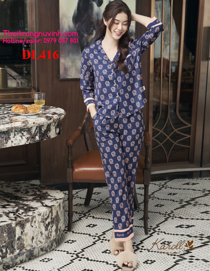 Bộ lụa pijama thu đông - DL416