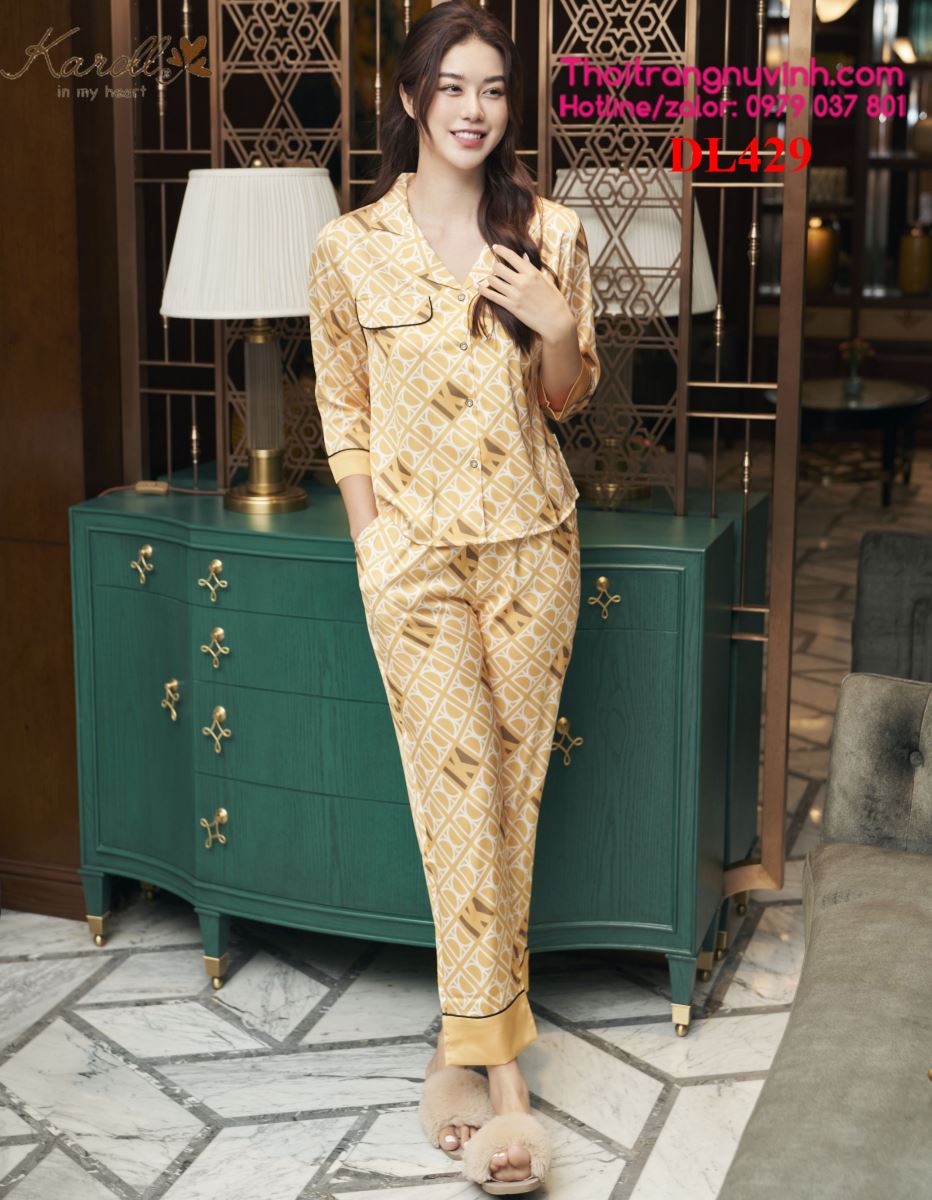 Bộ lụa pijama thu đông - DL429