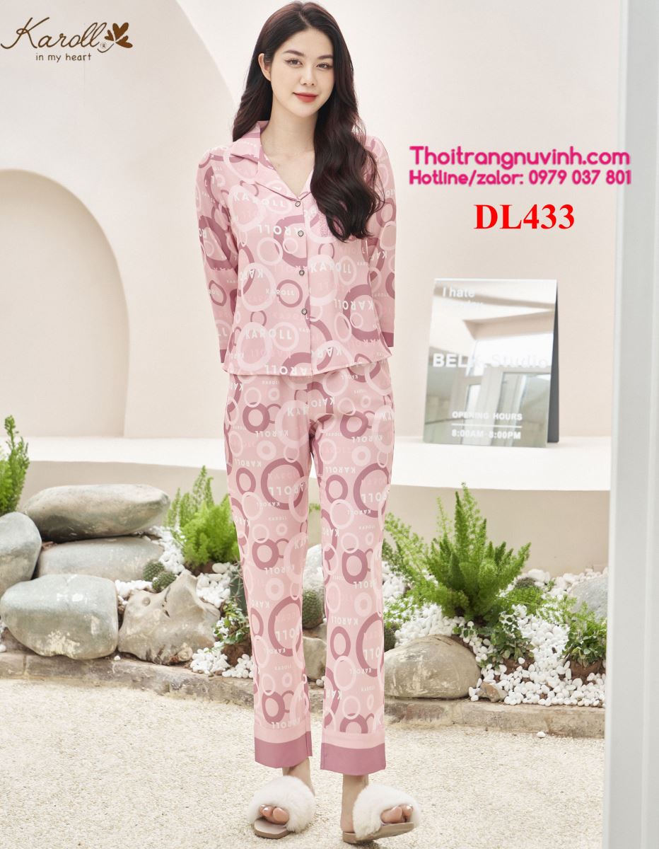Bộ lụa pijama thu đông - DL433