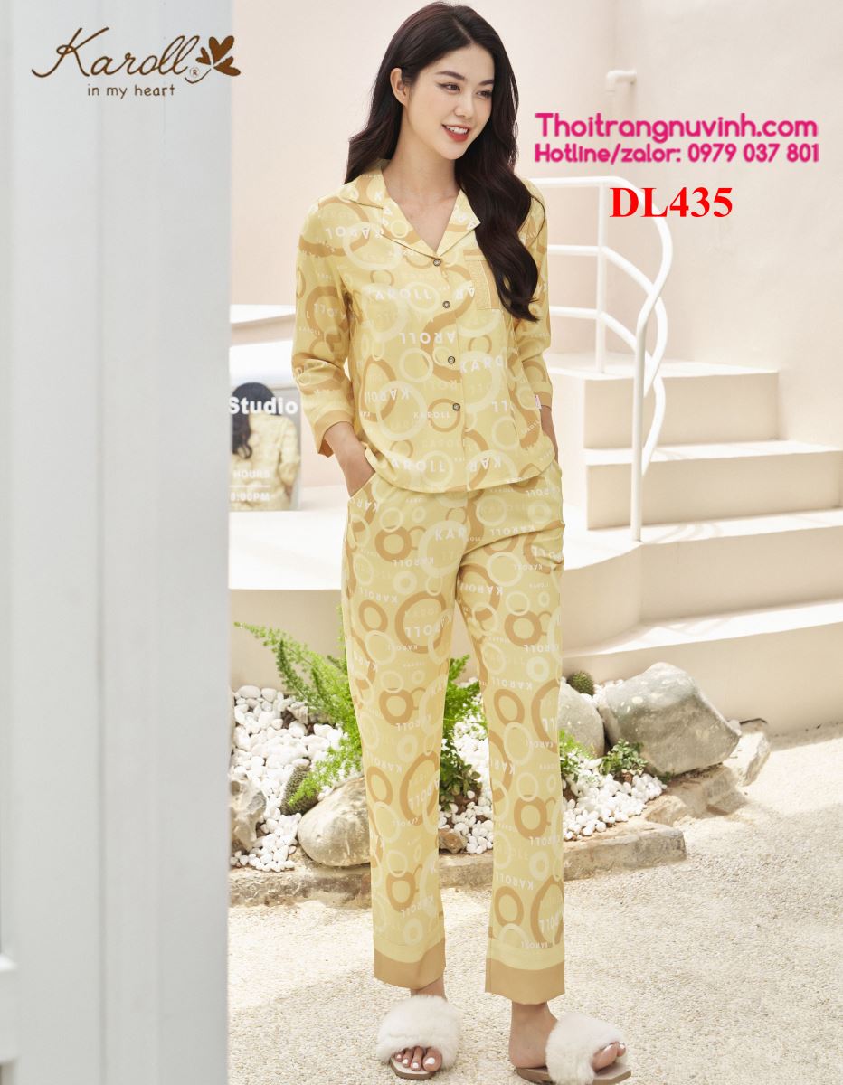 Bộ lụa pijama thu đông - DL435