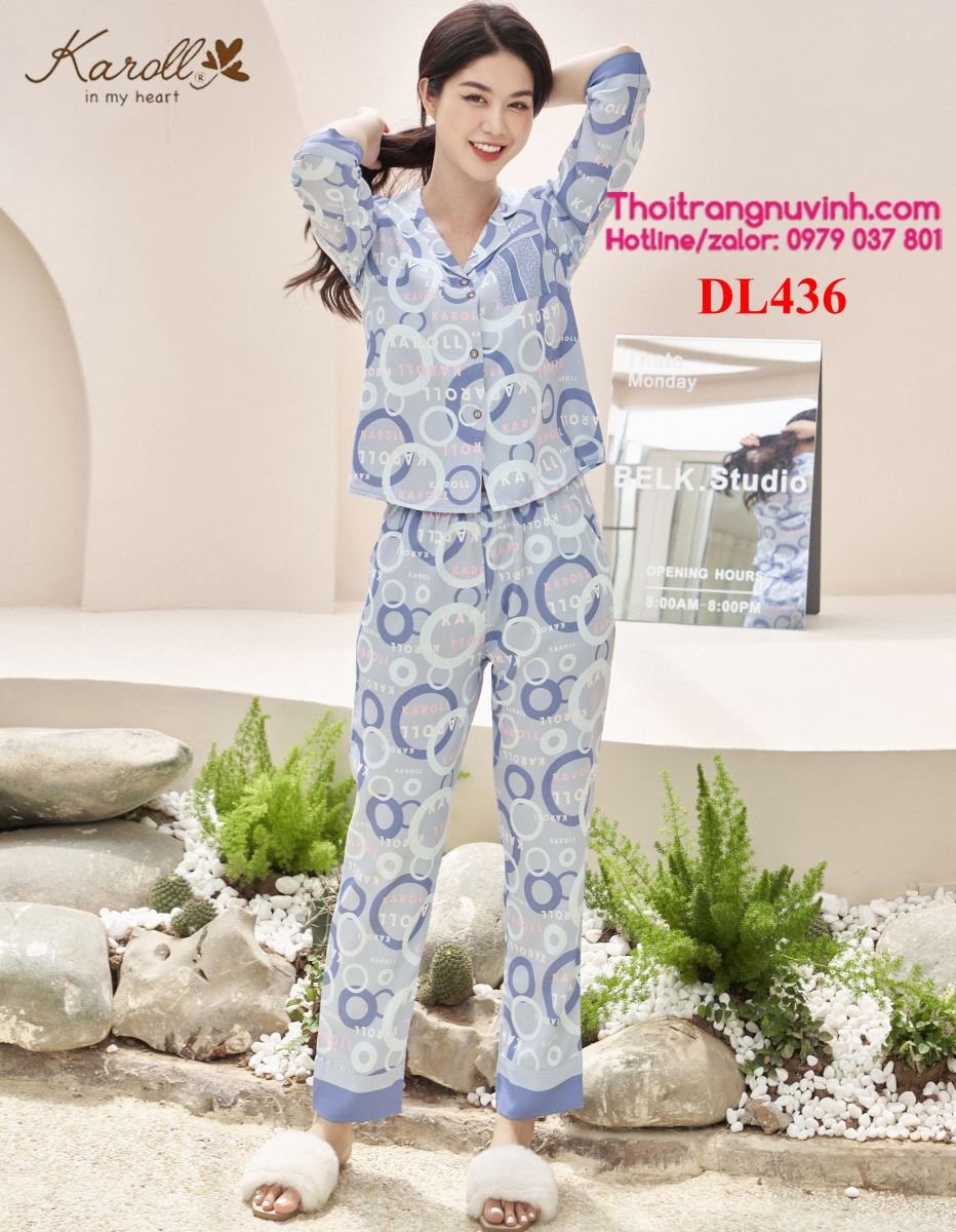 Bộ lụa pijama thu đông - DL436
