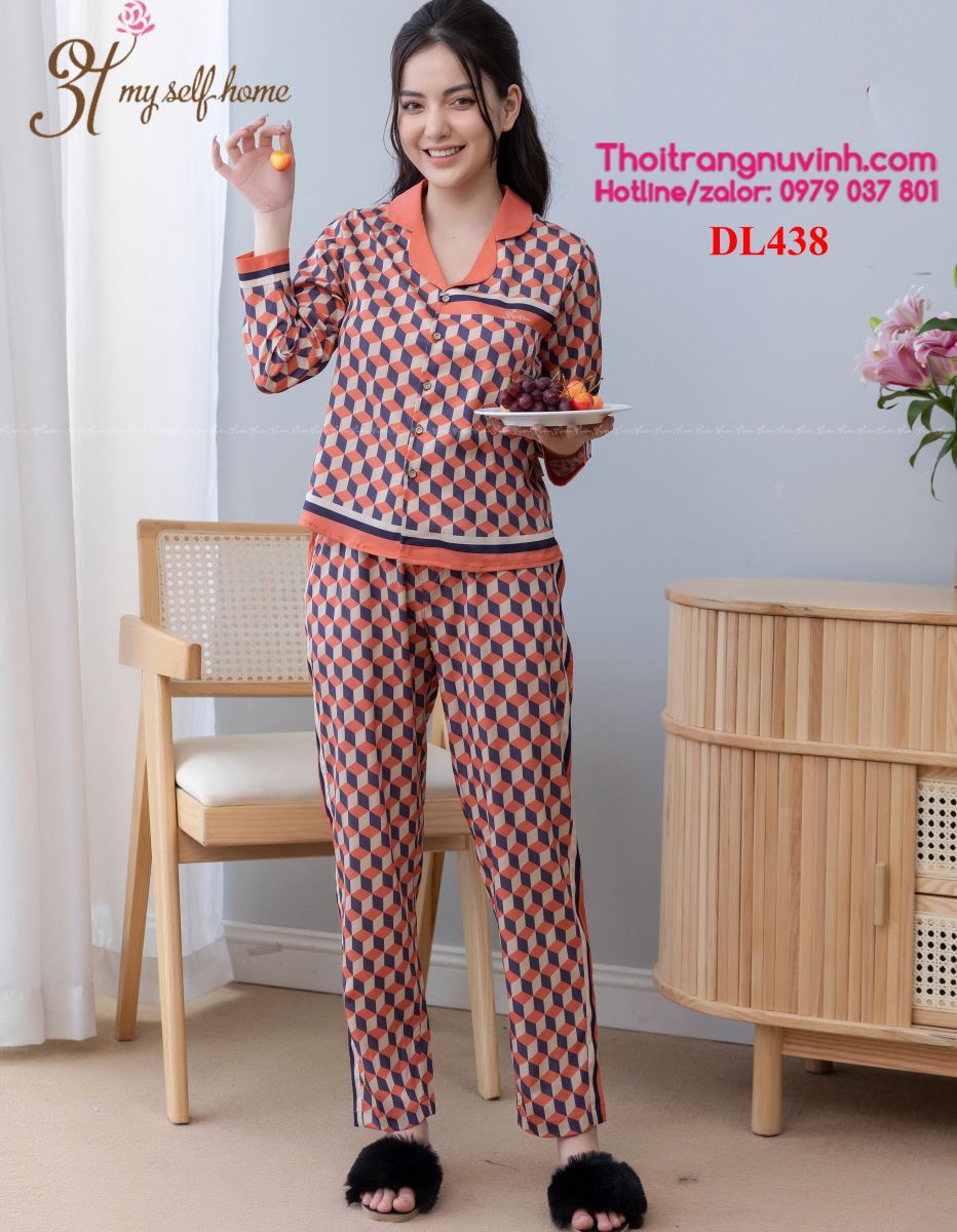 Bộ lụa pijama thu đông - DL438