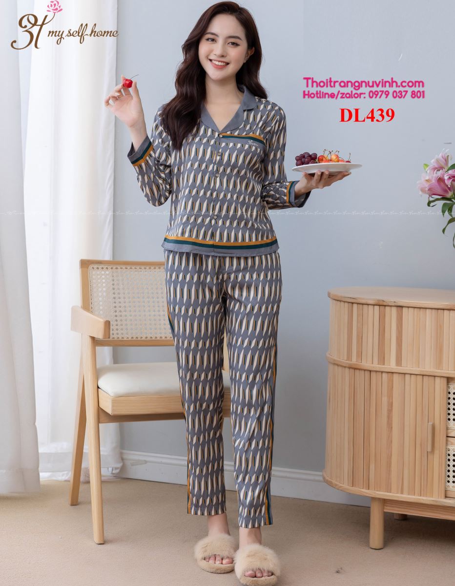 Bộ lụa pijama thu đông - DL439