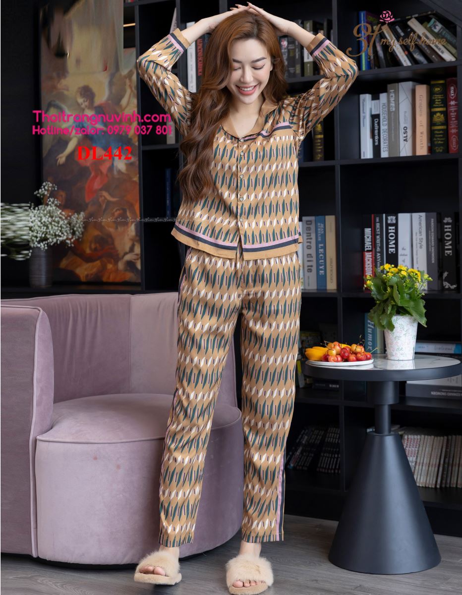 Bộ lụa pijama thu đông - DL442