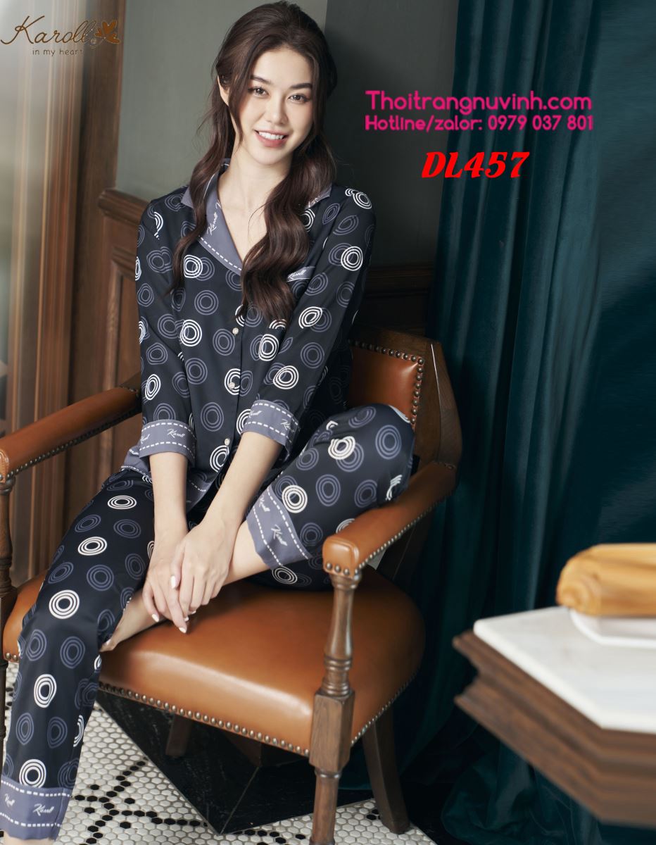Bộ lụa pijama thu đông - DL457