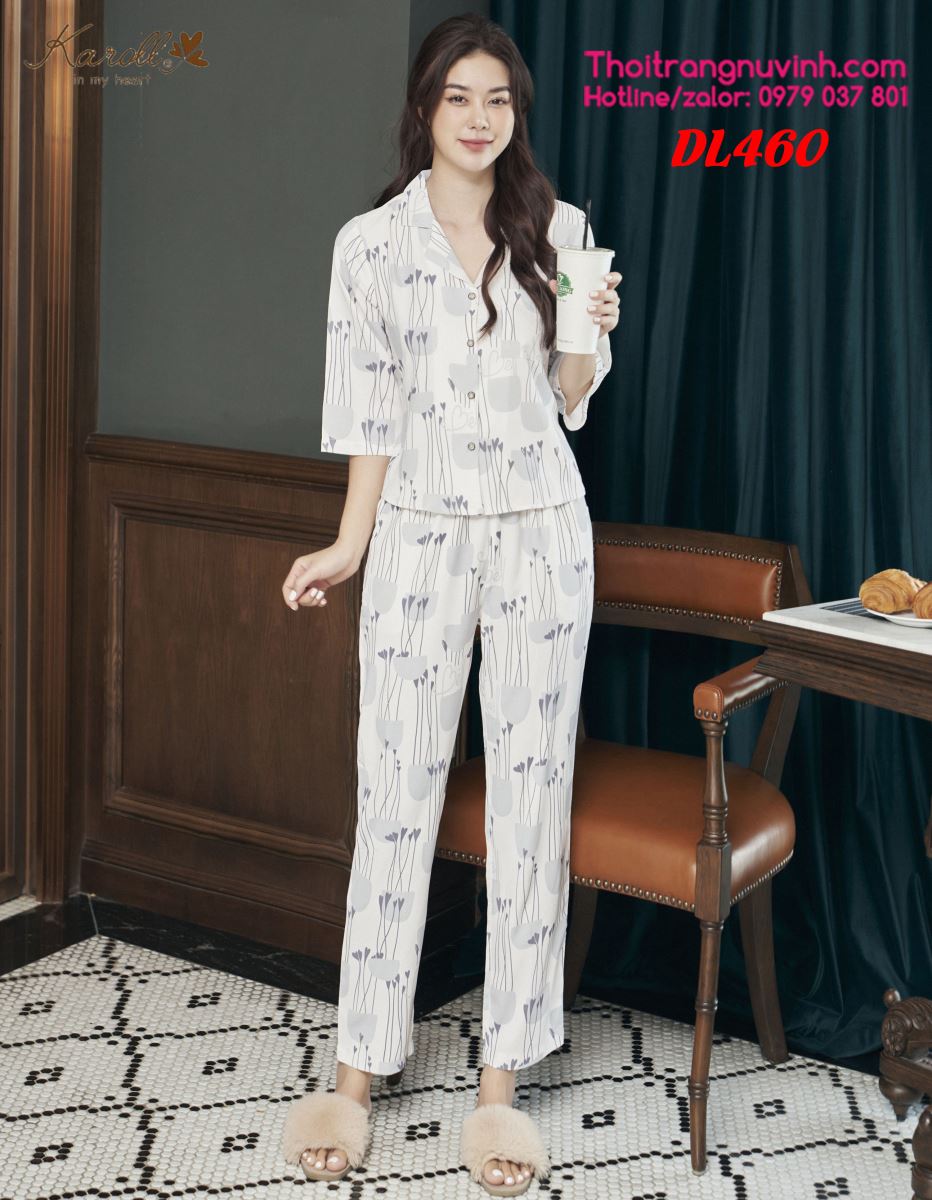 Bộ lụa pijama thu đông - DL460