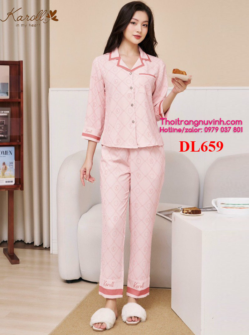 Bộ lụa pijama thu đông - DL659