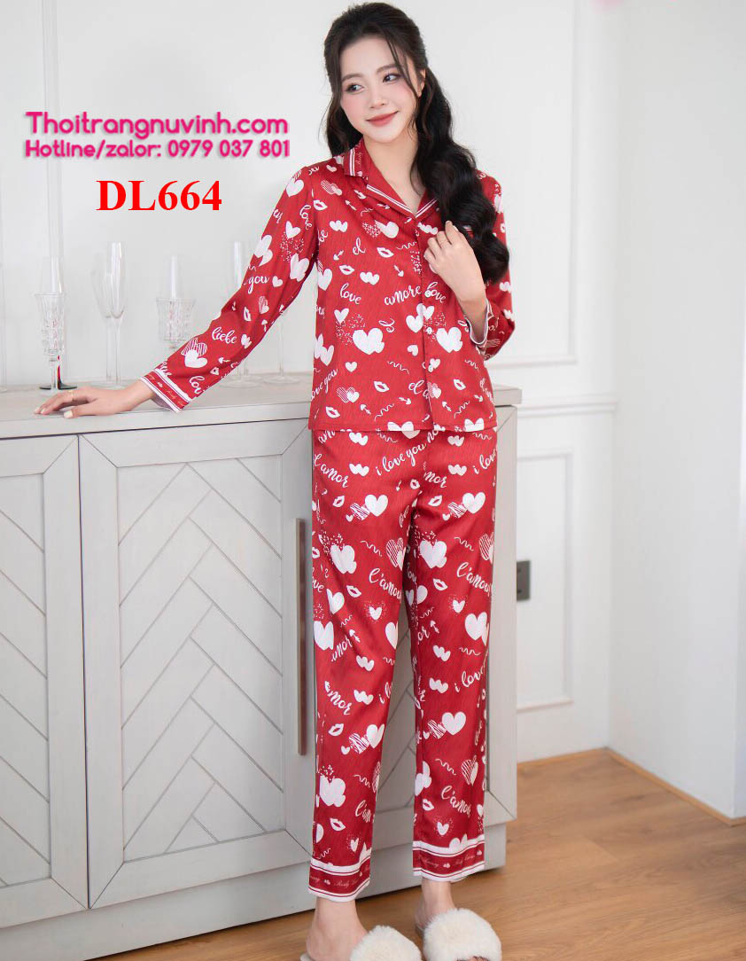 Bộ pijama lụa cao cấp - DL664