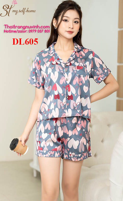 Bộ Pijama lụa ngắn tay - DL605